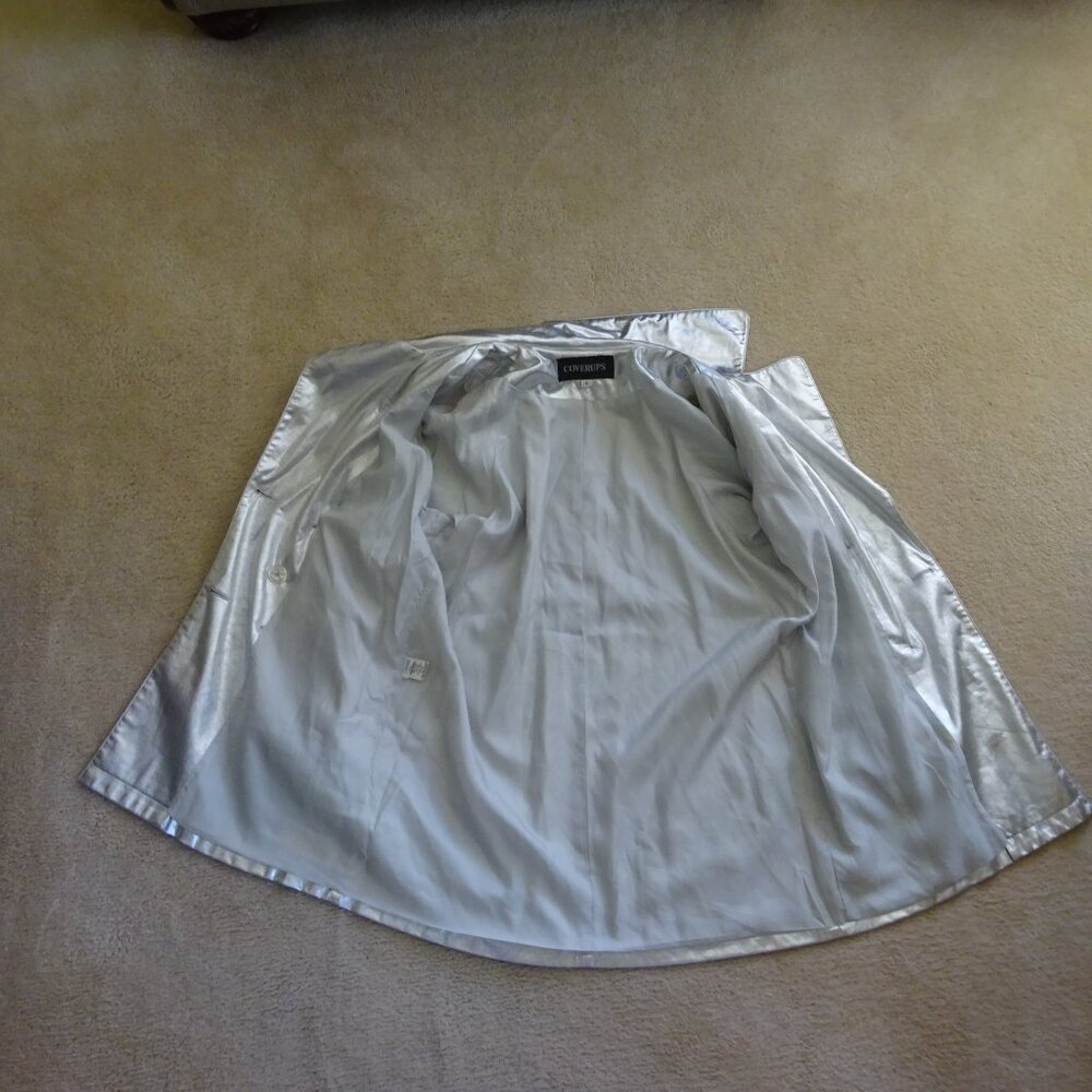 Silver Metallic Trenchcoat Jacket, Small - image 7